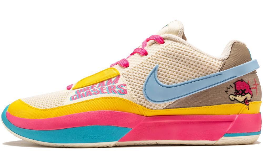 Nike Ja 1 Anti Slip Wear Resistant Low Top Basketball Shoes Men's Yellow Blue Pink