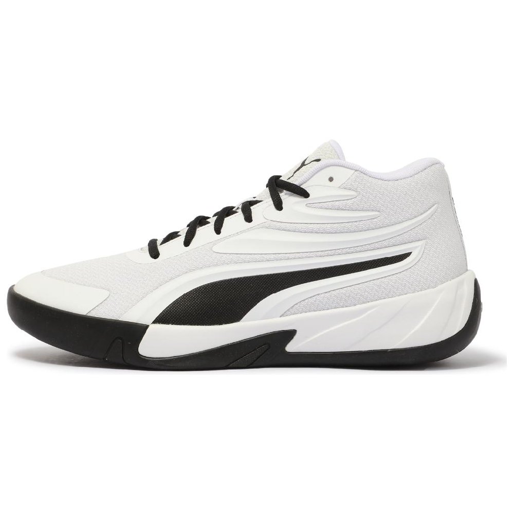 PUMA Court Anti-Slip Wear-Resistant Mid-Top Basketball Shoes Unisex White Black