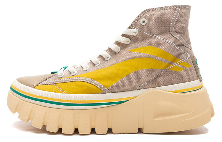 LiNing Wave BOOT Cushioning Anti-Slip Wear-Resistant Breathability High-Top Casual Shoes Men's Apricot Yellow