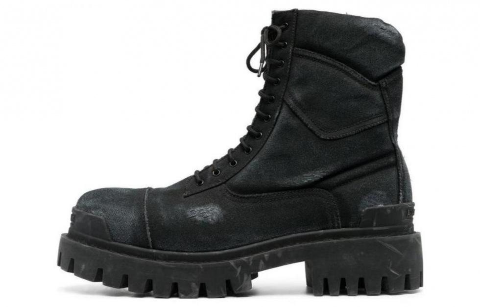 Balenciaga Combat Strike Boots 'Washed Black Cotton'