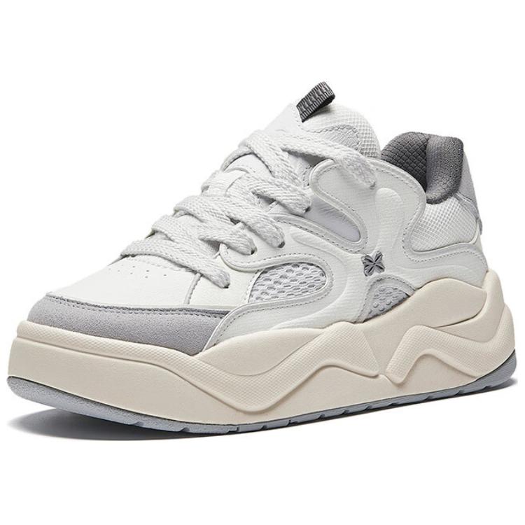 Anta Little Blue Orchid Anti-Slip Wear-Resistant Low-Top Skateboard Shoes Women's White Gray