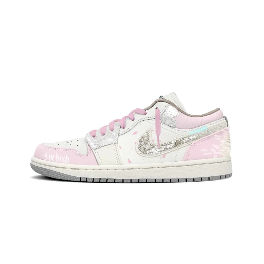 Jordan Air Jordan 1 Abrasion Resistant Low top Vintage Basketball Shoes Women's Pink White