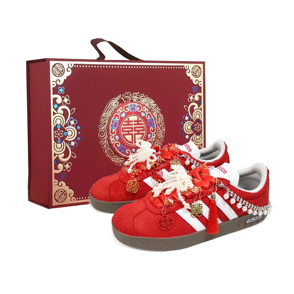 Adidas Neo VL Court Lifestyle A Dream Beyond The Curtain Box Slip Resistant Low Top Skateboard Shoes Women's Red