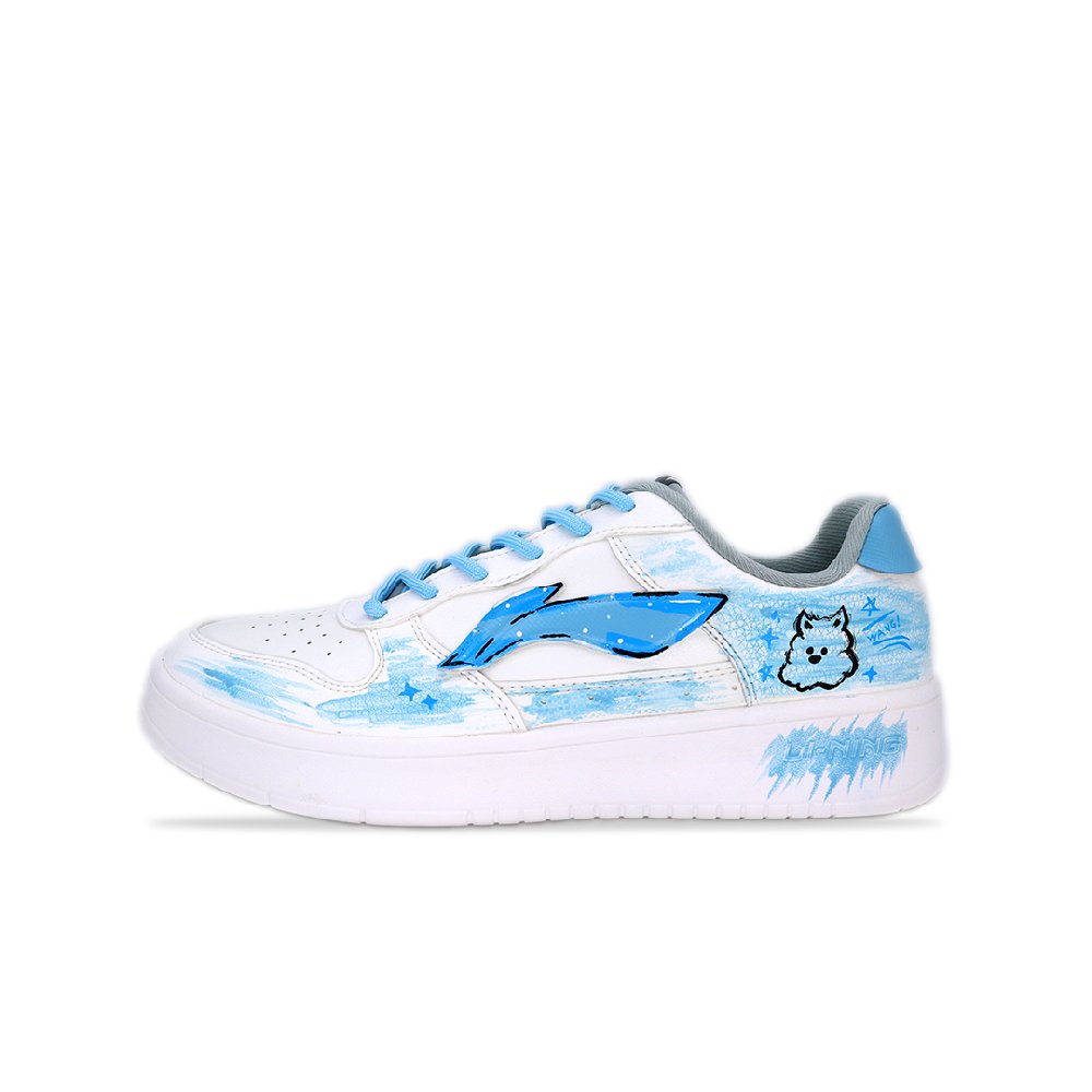 LiNing Pontoon Boats Breathable Abrasion Resistant Slip Resistant Low Top Skateboard Shoes Men's White Blue