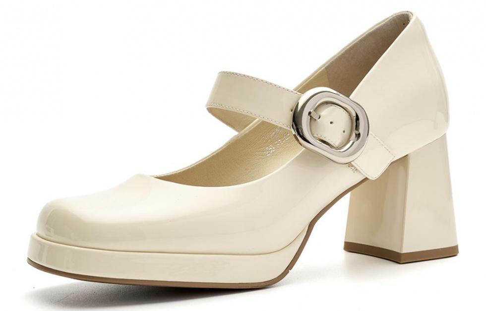 EBLAN Chunky Heel Mary Jane Shoes 7cm Women's Ecru купить в интернет-магазине Yoocart с быстрой доставкой по России.