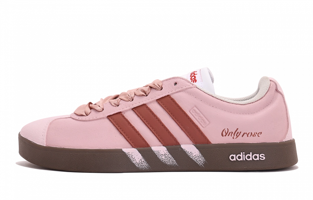 Adidas VL COURT 2.0 Abrasion Resistant Low top Skateboard Shoes Unisex Red Pink