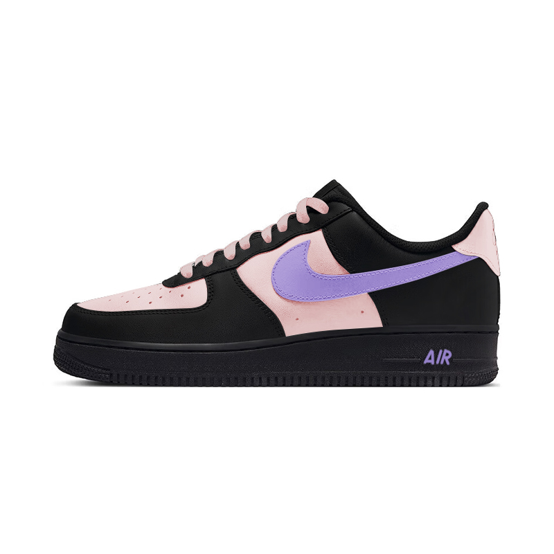 Nike Air Force 1 Coverage Anti-Slip And Wear-Resistant Low-Top Skateboard Shoes Unisex Black Pink Purple