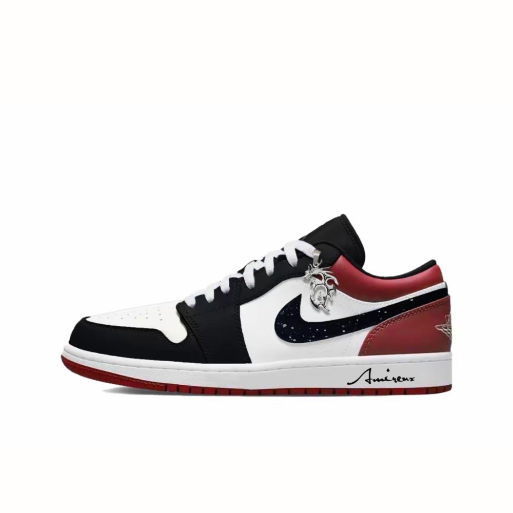 JORDAN Air JORDAN 1 Vintage Basketball Shoes Men Low Top Black/White/Red