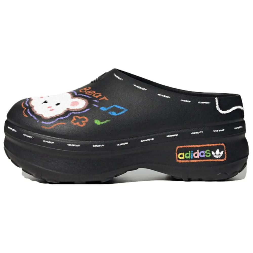 Adidas Originals AdiFOM Stan Smith Mule Rubber Sole Abrasion Resistant Closed Toe Slippers Women's Black Multicolor