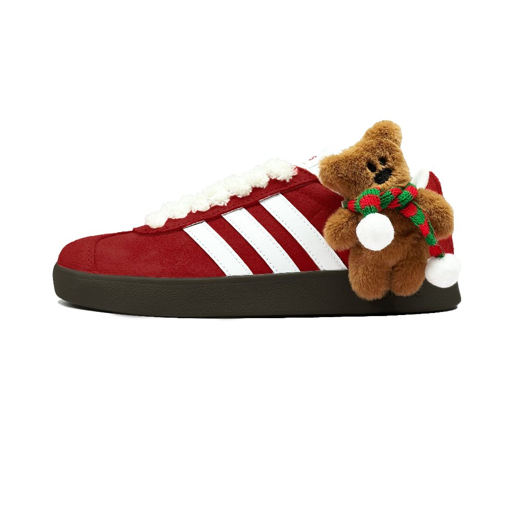 Adidas Neo Vl Court Classic Slip-Resistant Water-Resistant Low-Top Skateboard Shoes Unisex Red