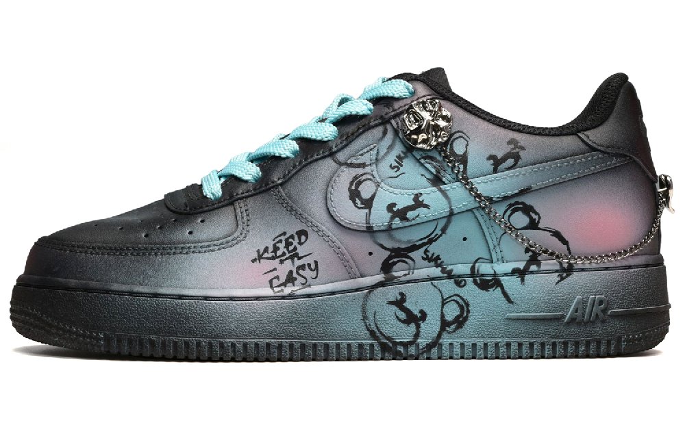 Nike Air Force 1 Air Force 1 Low-Top Skateboard Shoes Men's Black Blue Pink
