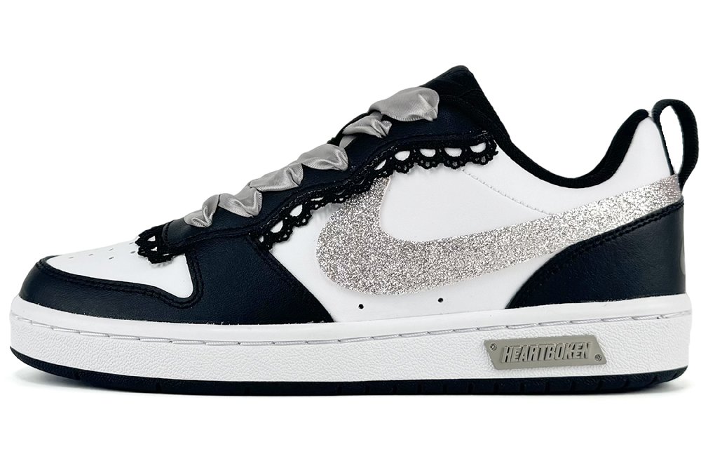 Nike Court Borough Low SuiXin Lace Ballet Slip-Resistant Low-Top Skateboard Shoes GS Black White