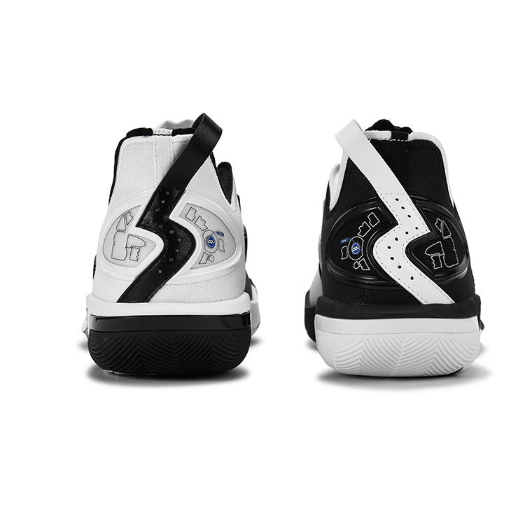 361° Cushioning Slip Resistant Support Mid Top Basketball Shoes Unisex Black White