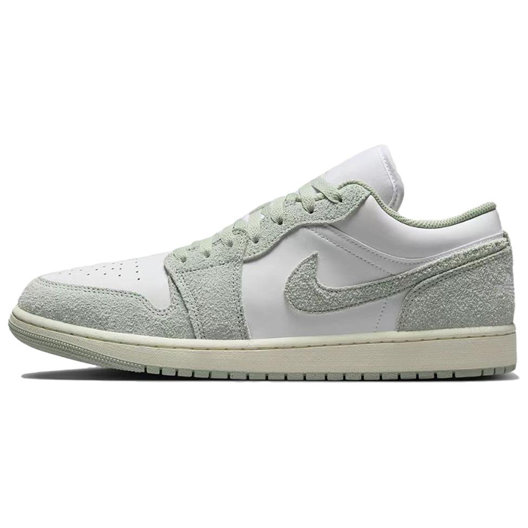 Jordan Air Jordan 1 Cushioning Anti-Slip And Wear-Resistant Low-Top Vintage Basketball Shoes Men's White Green