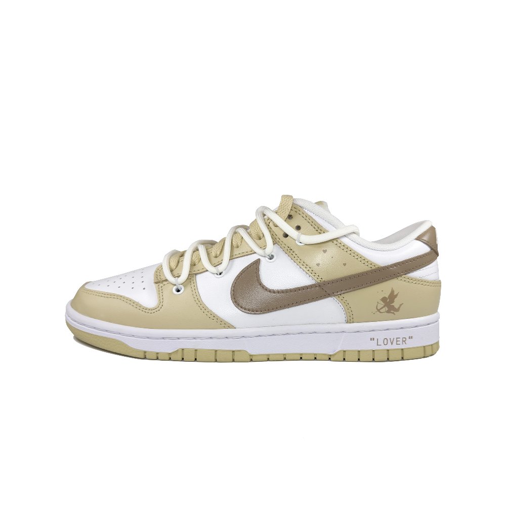 Nike Dunk Low Low-Top Skateboard Shoes Men's Beige White Brown