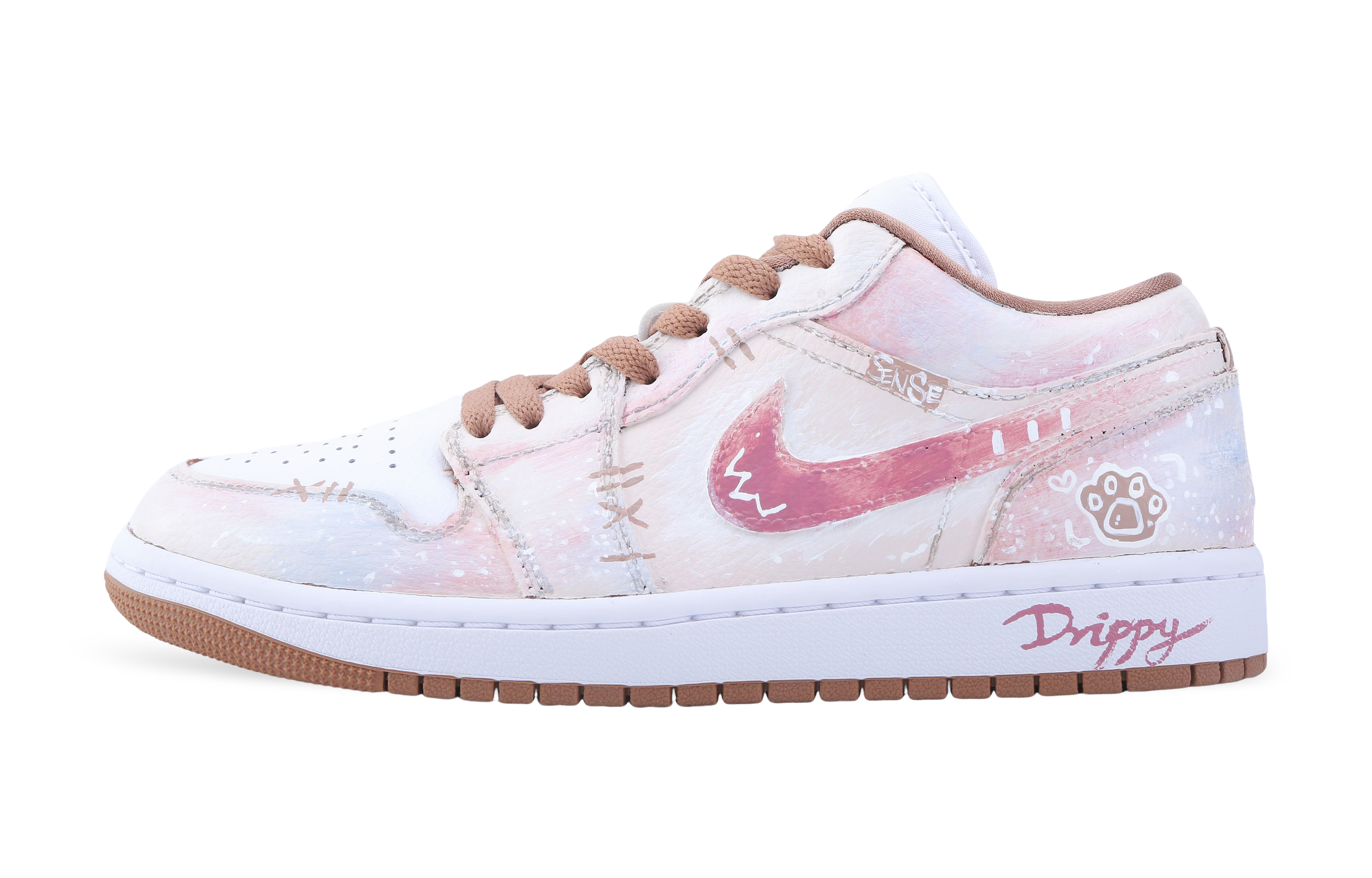 Jordan Air Jordan 1 Drippy Peach Sombear Low top Vintage Basketball Shoes Unisex Pink