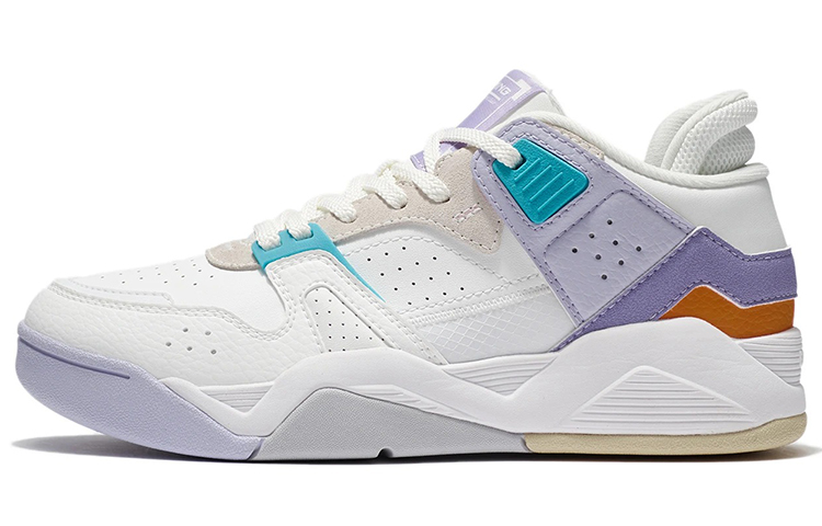 LiNing Wear-Resistant Low-Top Vintage Basketball Shoes Women's White Purple