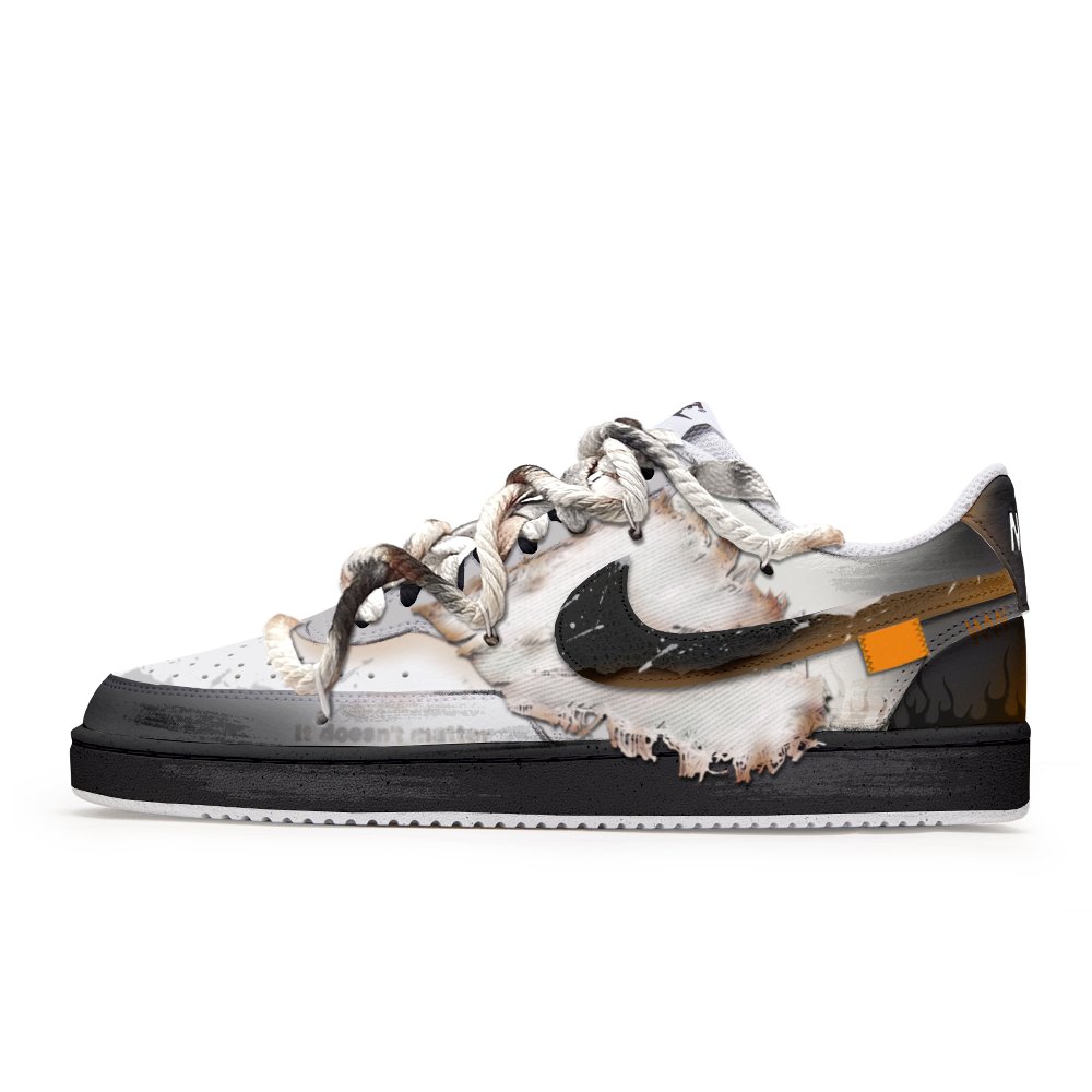 Nike Court Vision Anti-Slip Wear-Resistant Low-Top Skateboard Shoes Men's Gray White