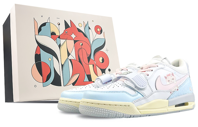 Jordan Legacy 312 Cushioned Slip-Resistant Low-Top Vintage Basketball Shoes Women's Blue Pink