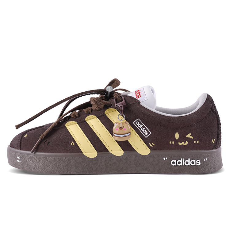 Adidas VL COURT 2.0 Cushioning, Wear Resistant Low Top Skateboard Shoes Unisex Brown Yellow