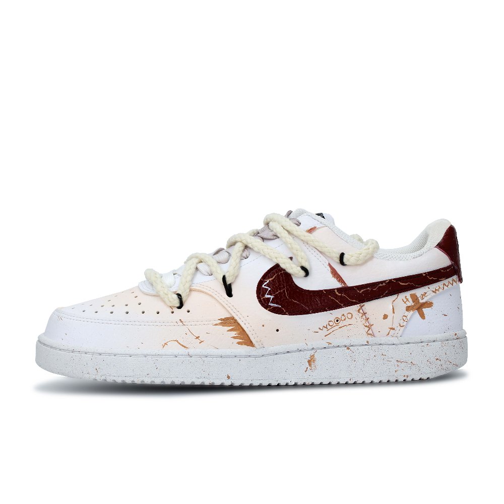 Nike Court Vision Lightweight Breathable Slip-Resistant Low-Top Skateboard Shoes Men's White Brown