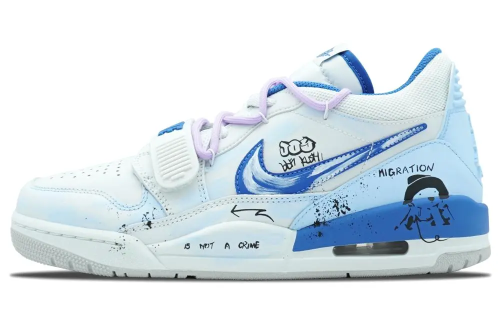 Jordan Legacy 312 Anti-Slip Wear-Resistant Low-Top Vintage Basketball Shoes Men's Blue White