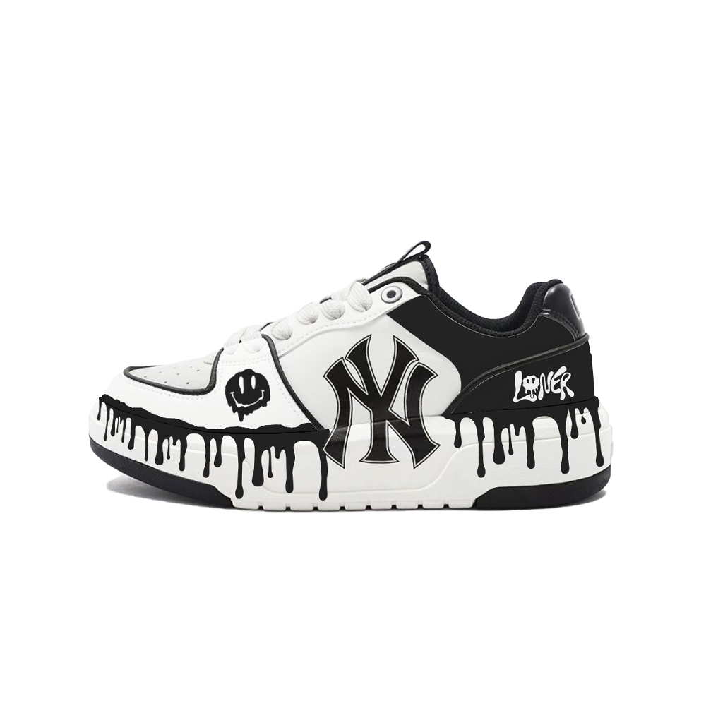 MLB Chunky Liner Cushioning, Wear Resistant Low Top Skateboard Shoes Unisex White