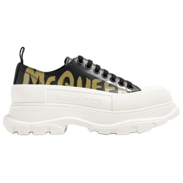 Alexander McQueen Tread Slick Graffiti Sneakers 'Black White'