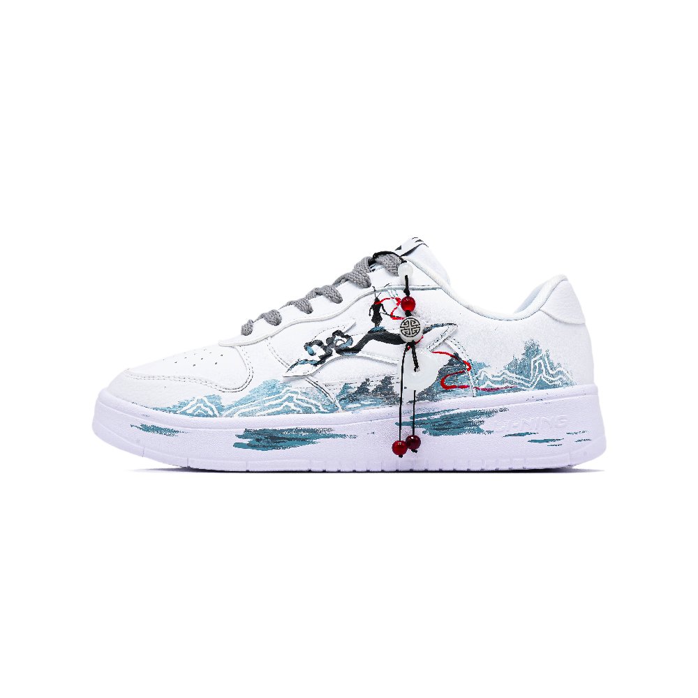 LiNing Pontoon Boats Cushioning, Wear Resistant Low Top Skateboard Shoes Unisex Hand Painted Color