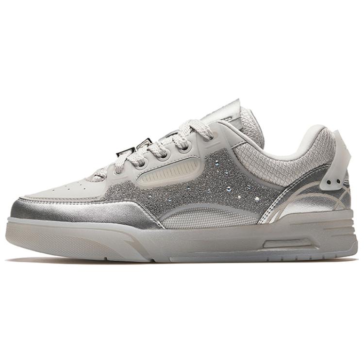 Anta AOJIE Shine Slip-Resistant Height Increasing Low-Top Skateboard Shoes Women's Gray Silver