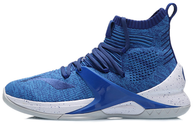LiNing Blockade Slip-Resistant Cushioning High-Top Basketball Shoes Men's Storm Blue