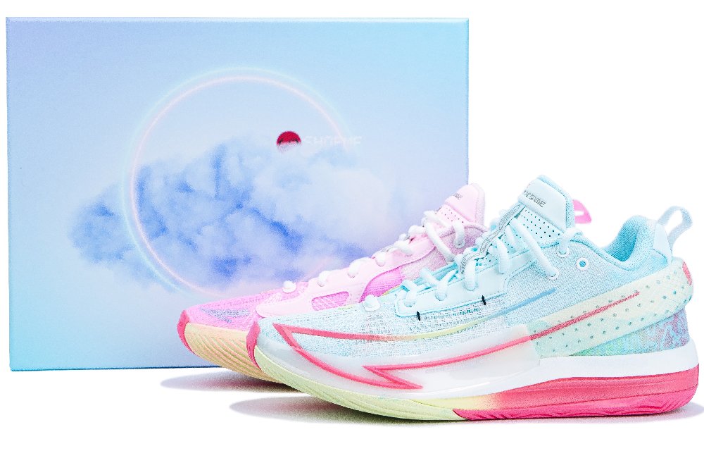 Anta Fengmang 1 Cushioning, Wear Resistant Low Top Basketball Shoes Men Blue Pink