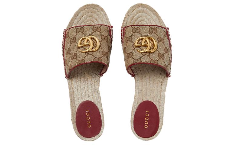 GUCCI GG Matelassé Canvas Sandals Women's