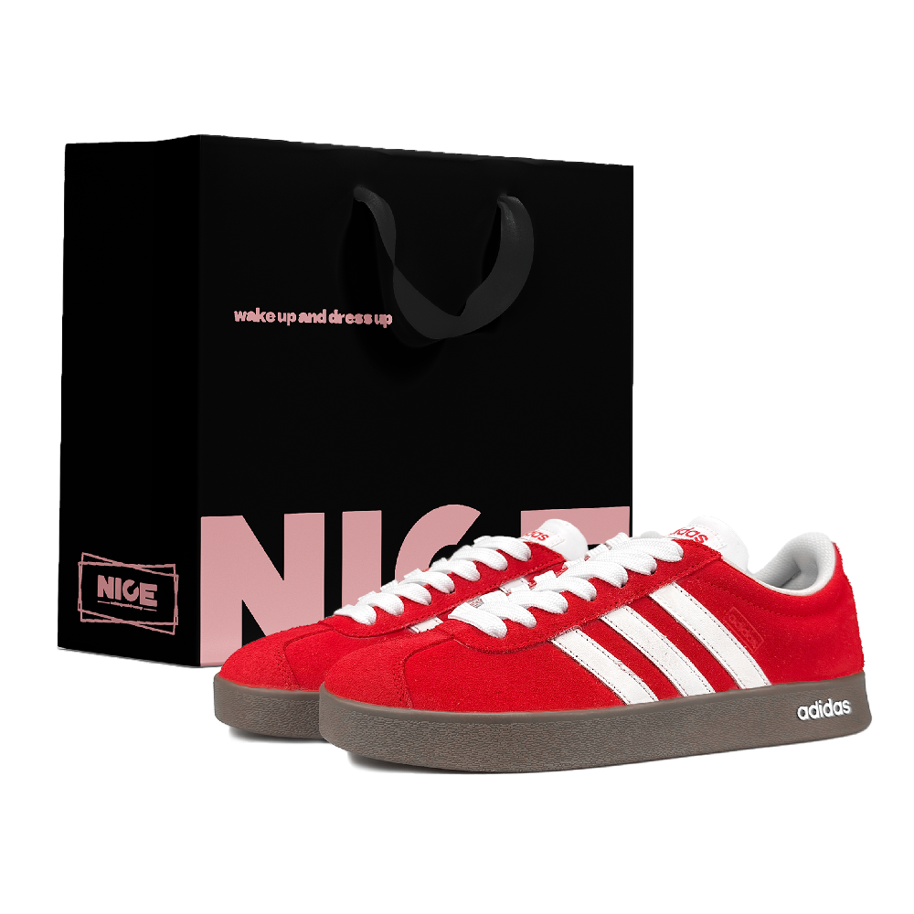 Adidas VL COURT 2.0 Abrasion Resistant Low Top Skateboard Shoes Unisex Red