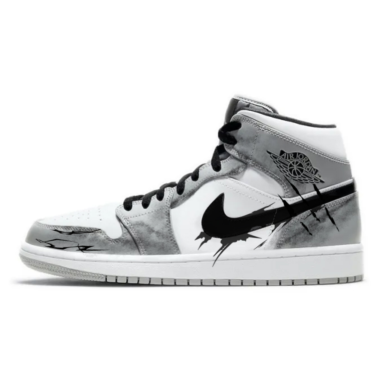 Jordan Air Jordan 1 Anti-Slip And Wear-Resistant Breathable Mid-Top Vintage Basketball Shoes Men's Smoke Gray