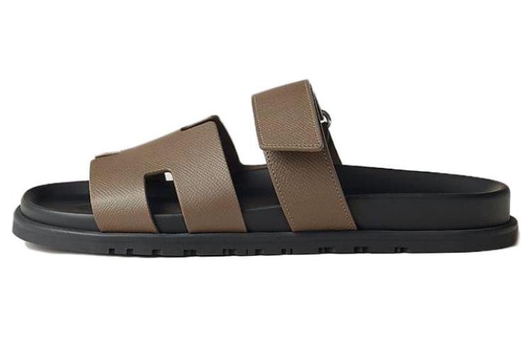 HERMES Chypre Rubber Sole Slide Slippers Men's Elephant Gray