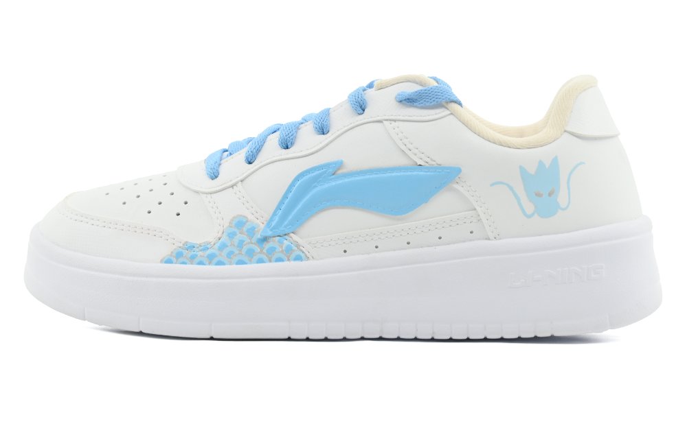 LiNing Pontoon Boats Slip Resistant Abrasion Resistant Low top Skateboard Shoes Unisex White Blue