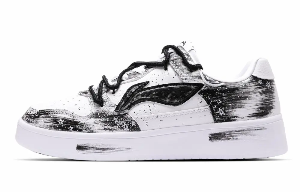 LiNing Pontoon Boats Wear resistant And Lightweight Low top Skateboard Shoes Men's Black White
