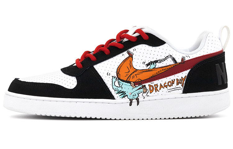 Nike Court Borough Low-Top Skateboard Shoes Men's Black White Red