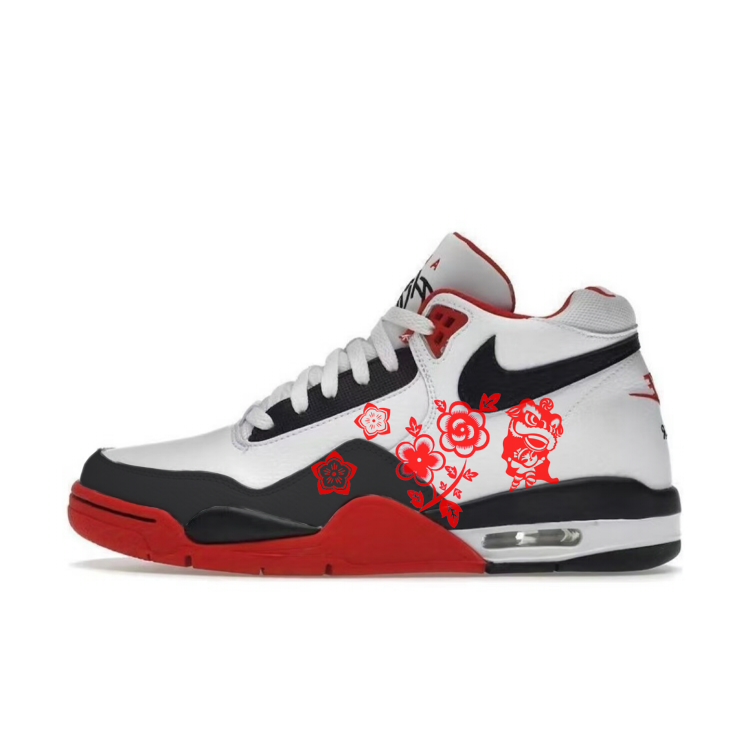 Nike Flight Legacy Cushioning Mid-Top Vintage Basketball Shoes Unisex Red White