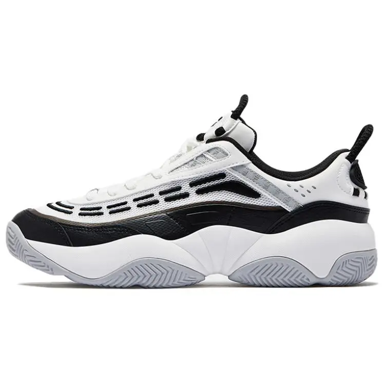 FILA FUSION FIRE Flame Shoes Abrasion Resistant Low Top Vintage Basketball Shoes Men's Black White