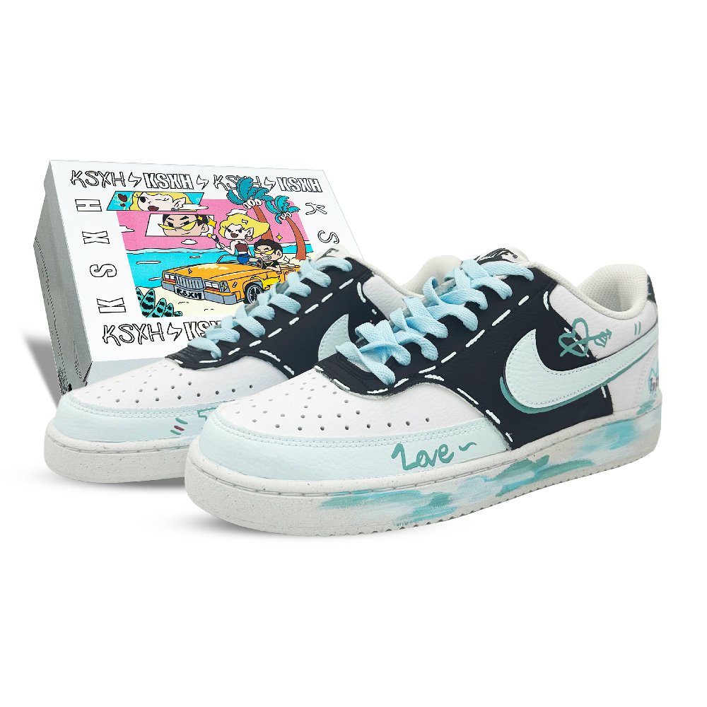 Nike Court Vision 1 Abrasion Resistant Low Top Skateboard Shoes Men's Blue Black