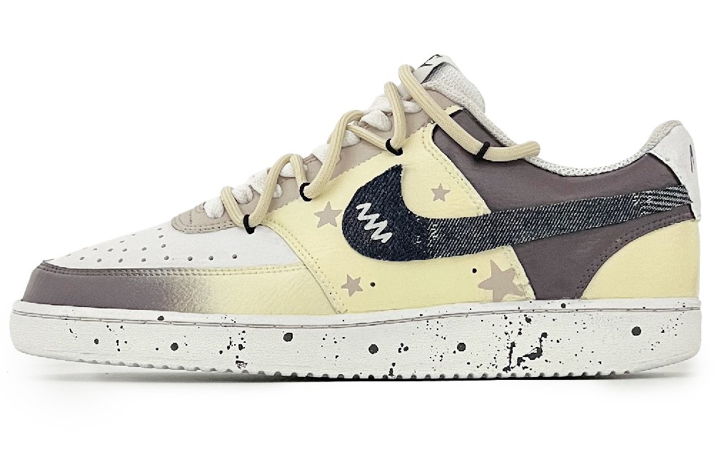 Nike Court Vision 1 Starlight And Autumn Moon Abrasion Resistant Low Top Skateboard Shoes Unisex Pudding Yellow