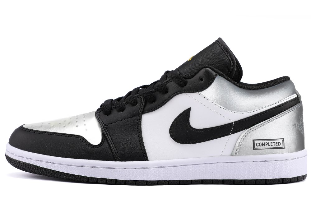 Jordan Air Jordan 1 Abrasion Resistant Low Top Vintage Basketball Shoes Unisex Liquid Silver