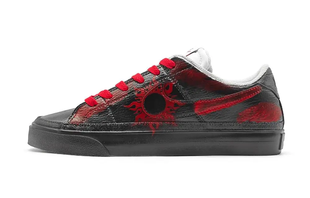 Nike Court Legacy Black Sun RX Waterproof Abrasion Resistant Lightweight Low top Skateboard Shoes Unisex Black Red