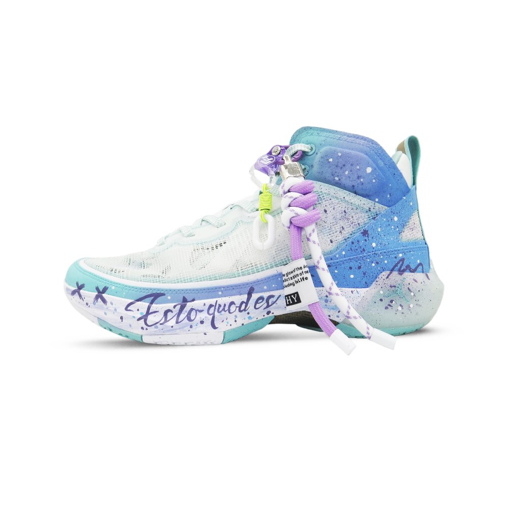 JORDAN Air JORDAN 37 Basketball Shoes Men Mid Top White Blue Purple