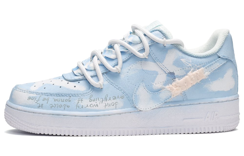 Nike Air Force 1 Low-Top Skateboard Shoes Women's White Blue