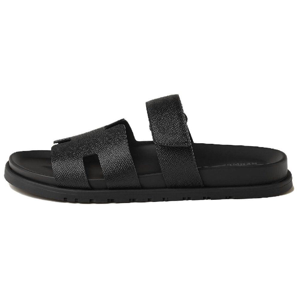 HERMES Chypre Rubber Sole Slip Resistant Slide Slippers Men's Black