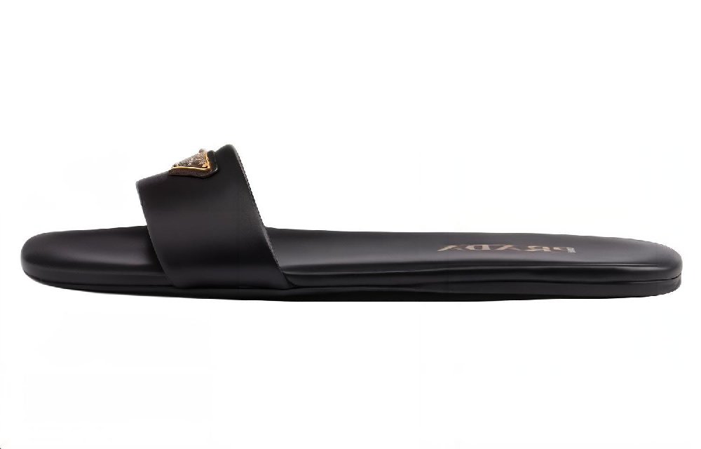 PRADA Slip Resistant Slide Slippers 0.5cm Women's Black