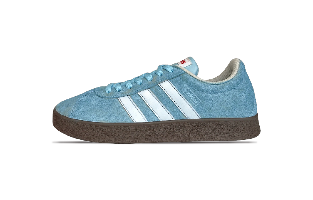 Adidas VL COURT 2.0 Blue Tone Rose Slip Resistant And Breathable Low Top Skateboard Shoes Unisex Sky Blue